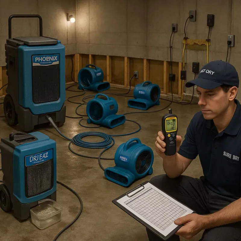 Structural Drying and Dehumidification process in Villas, NJ